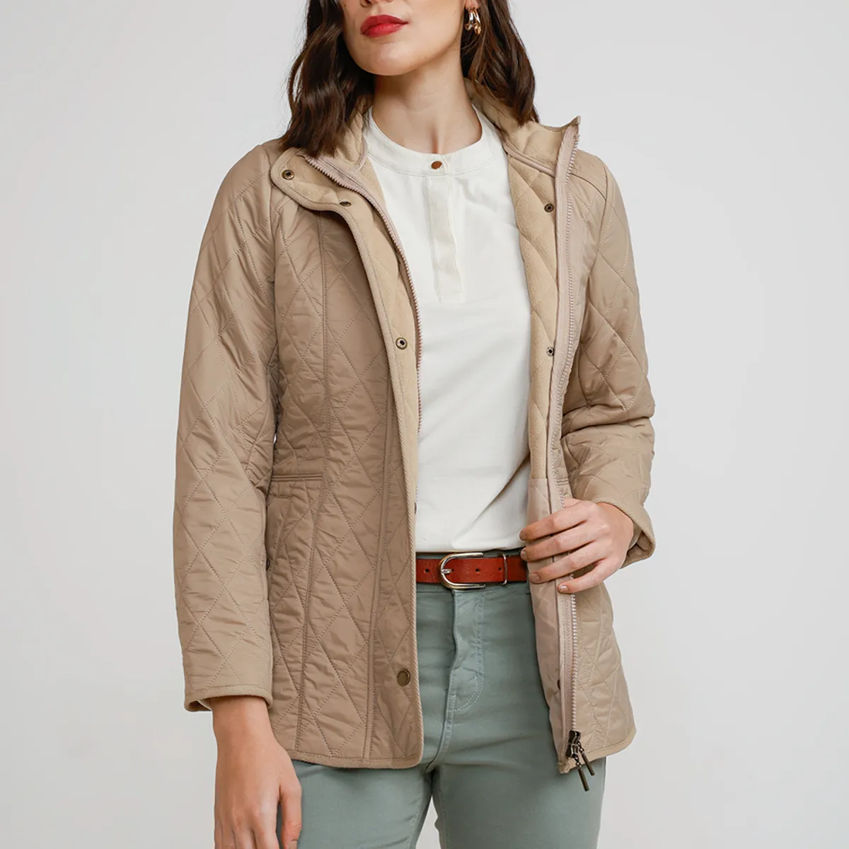 CANADIENNE - Parka Ligera Mujer Nylon Beige Canadienne