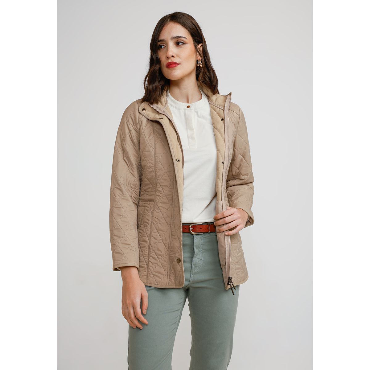 CANADIENNE - Parka Ligera Mujer Nylon Beige Canadienne