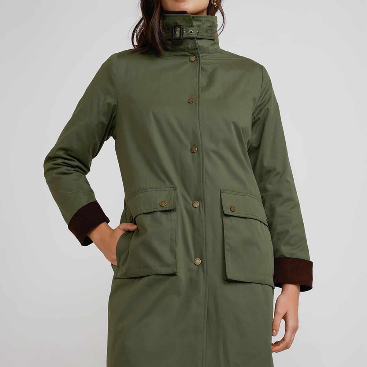 CANADIENNE - Parka Larga Mujer Algodón Y Poliéster Oliva Canadienne