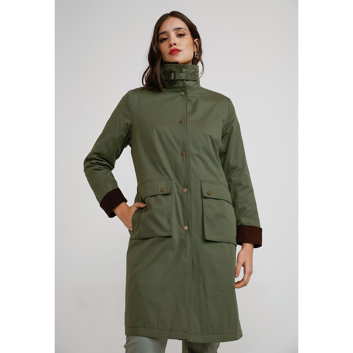 CANADIENNE - Parka Larga Mujer Algodón Y Poliéster Oliva Canadienne