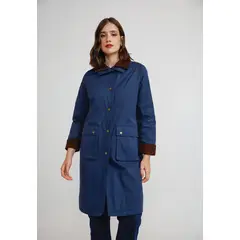 CANADIENNE - Parka Larga Mujer Algodón Y Poliéster Azul