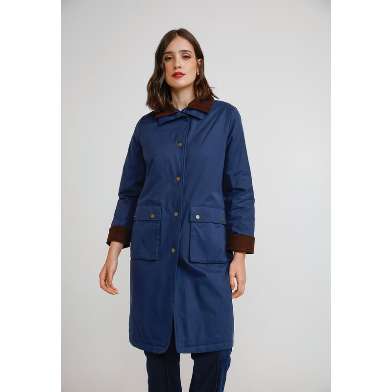CANADIENNE - Parka Larga Mujer Algodón Y Poliéster Azul Canadienne