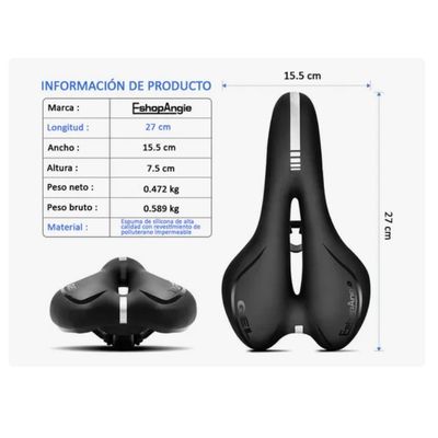 Imagen 2 del producto Sillín Asiento Gel Antiprostático Máxima Comodidad Bicicleta