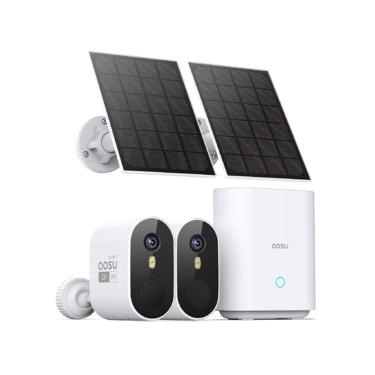AOSU - Kit 2 Cámaras Inalámbricas Solares Resolución 2K