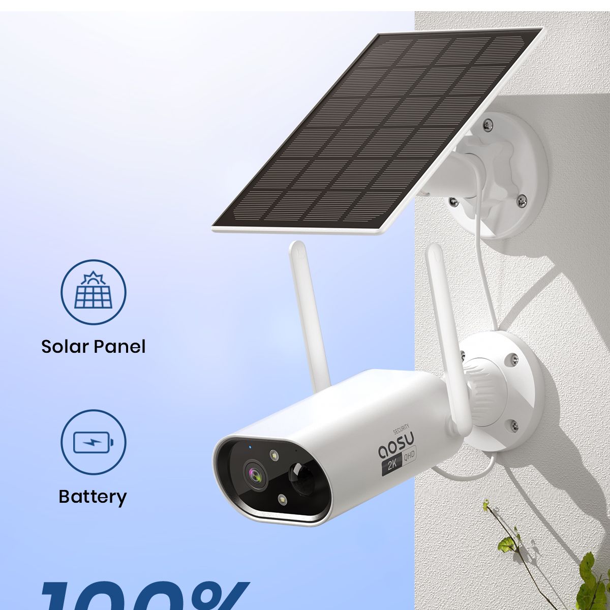 AOSU - Cámara Inalámbrica Solar P1 Lite 2K