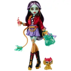 MONSTER HIGH - Muñeca Jinafire Long perro mascota y 7