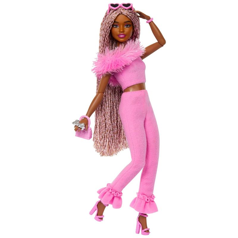 BARBIE - Barbie Muñeca Estilo Deluxe 4 Trenzas Rosas y Atuendo