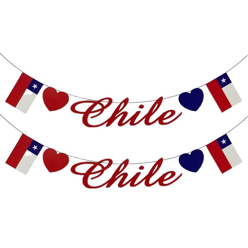 GENERICO - X2 Banderines Guirnaldas Chilenas Decoracion Fiestas Patrias 5m