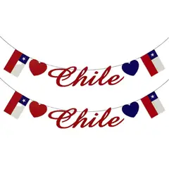 GENERICO - X2 Banderines Guirnaldas Chilenas Decoracion Fiestas Patrias 5m