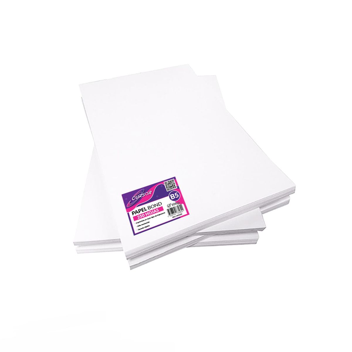 CURSOR - 250 Hojas Papel 6 Bond Blanco B5 106gr Hojas Agenda