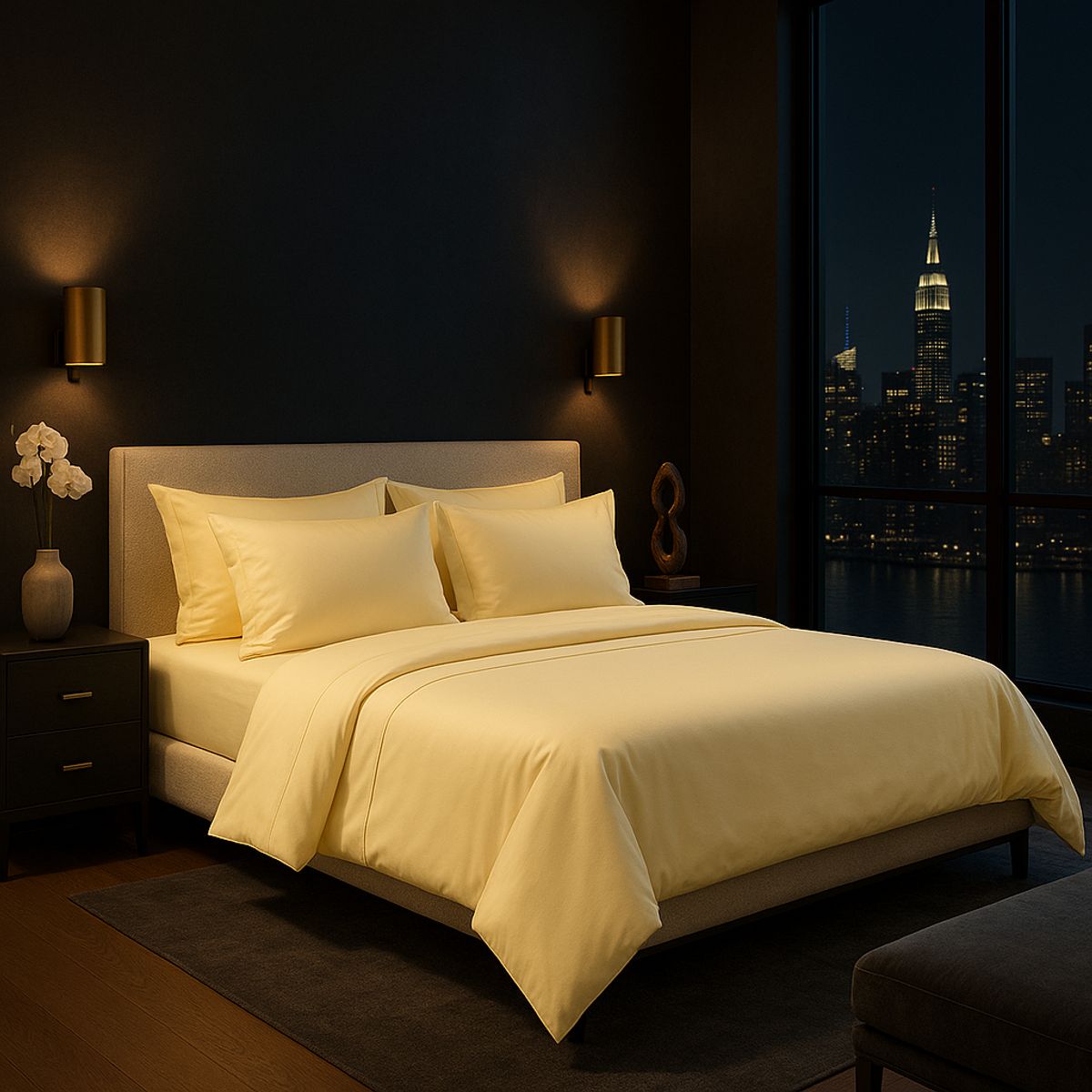 ARMONIA - Set de Sábanas Signature 800 Hilos Amarillo 25 Plazas