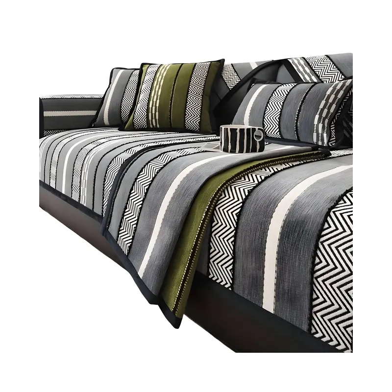 GENERICO - PACK DE 5 FUNDAS PARA SOFA CON DISEÑO GRIS