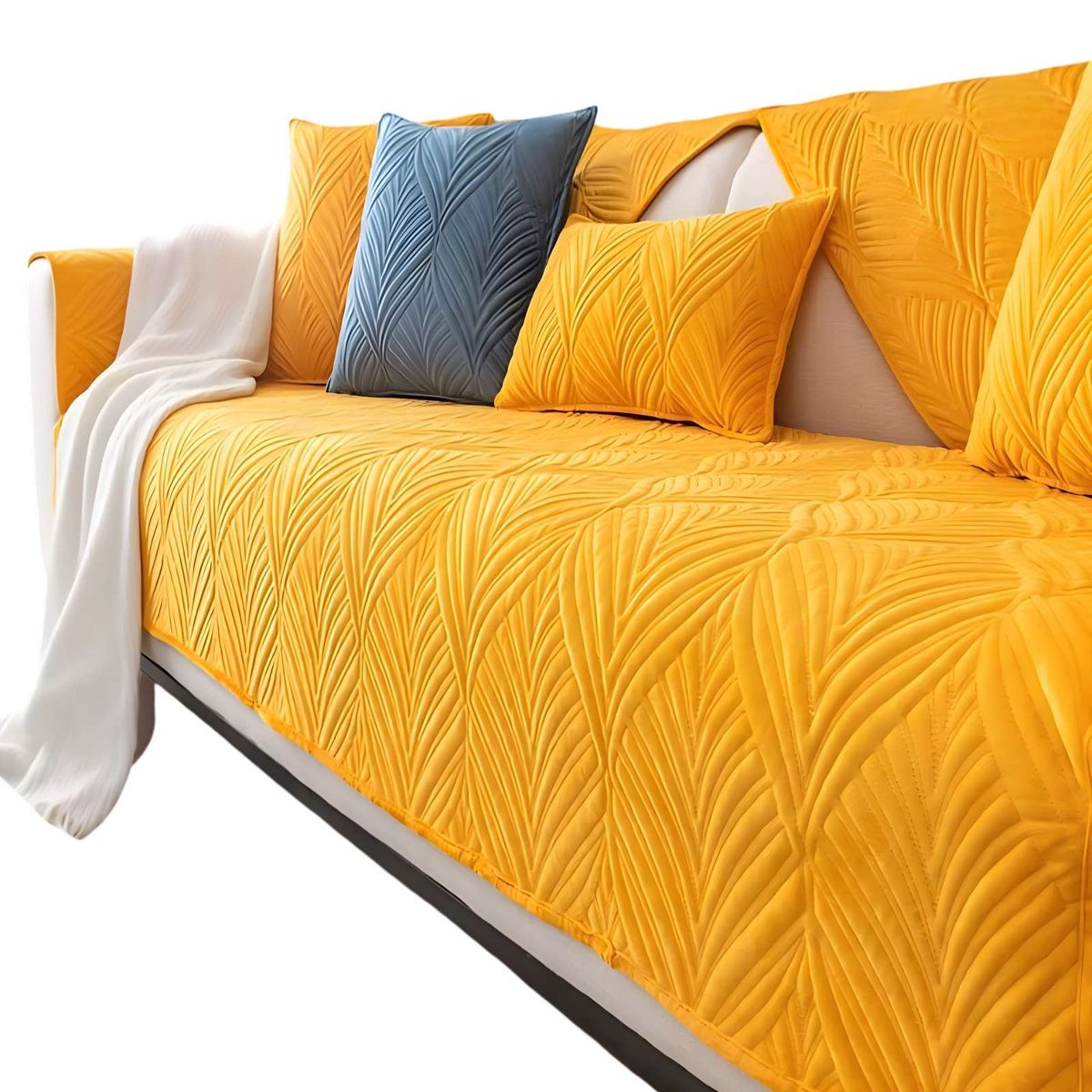 GENERICO - PACK DE 5 FUNDAS PARA SOFA CON DISEÑO AMARILLO