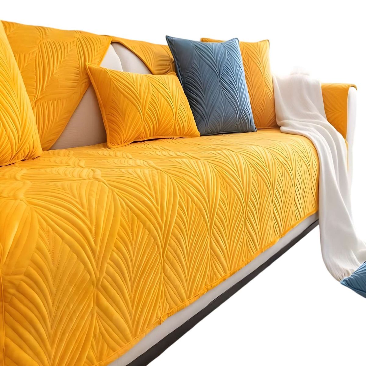GENERICO - PACK DE 5 FUNDAS PARA SOFA CON DISEÑO AMARILLO