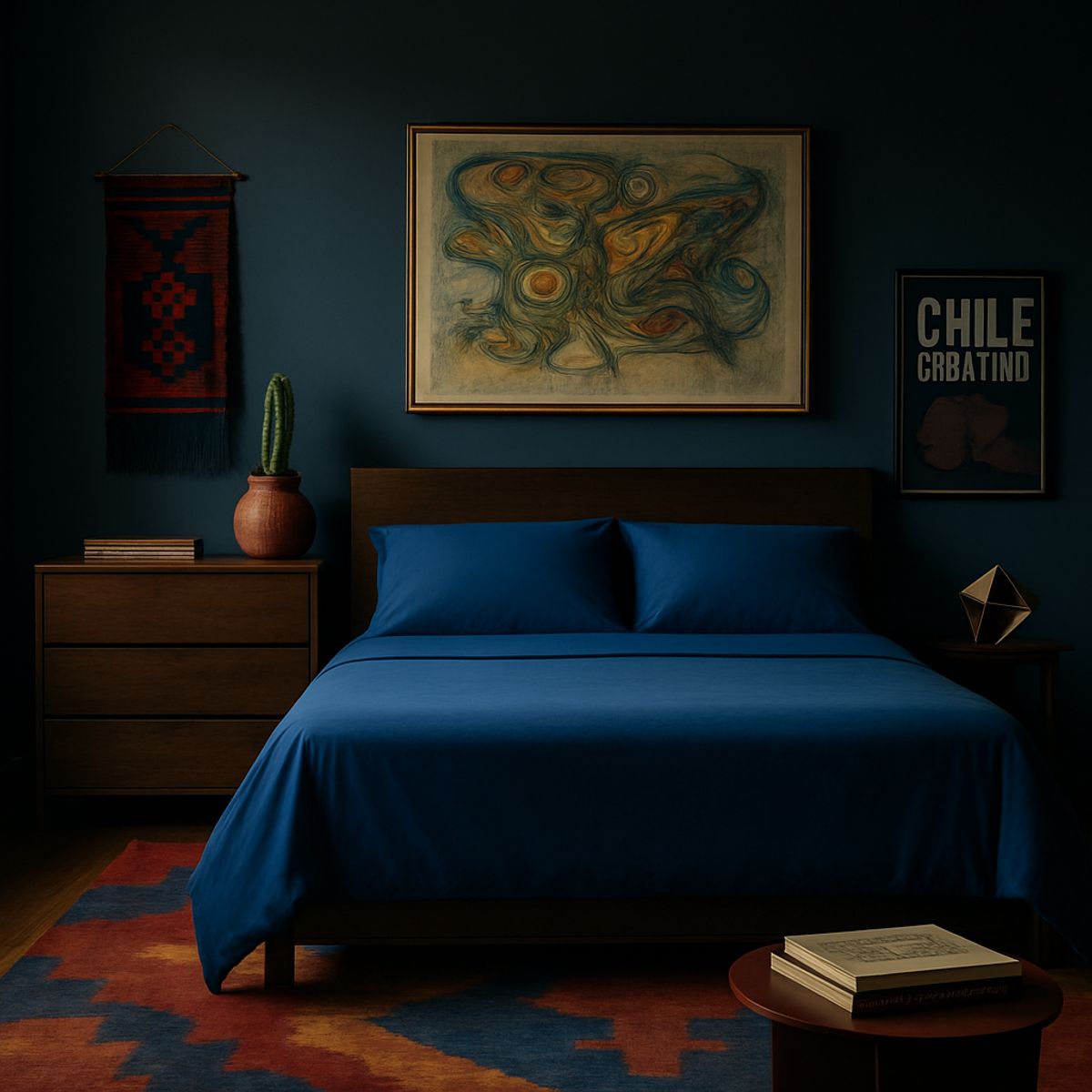 ARMONIA - Juego de sábanas Azul Super king 144 hebras Liso