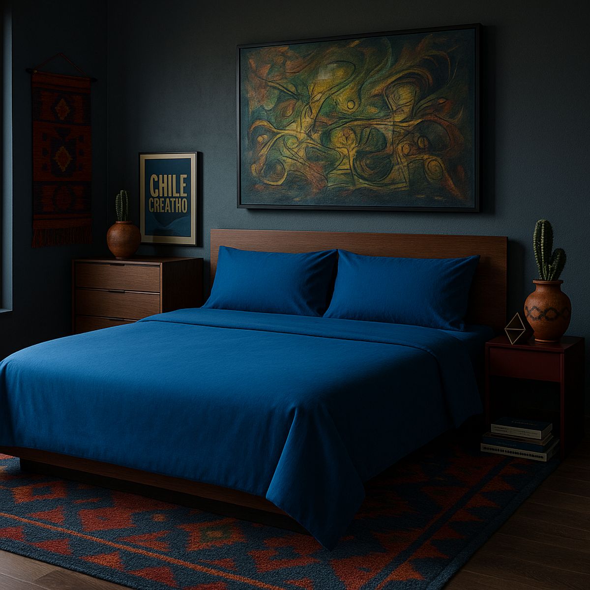 ARMONIA - Juego para cama Celeste SuperKing 144 hebras Unicolor