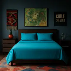 ARMONIA - Juego de cama Celeste Super King 144 hebras Unicolor