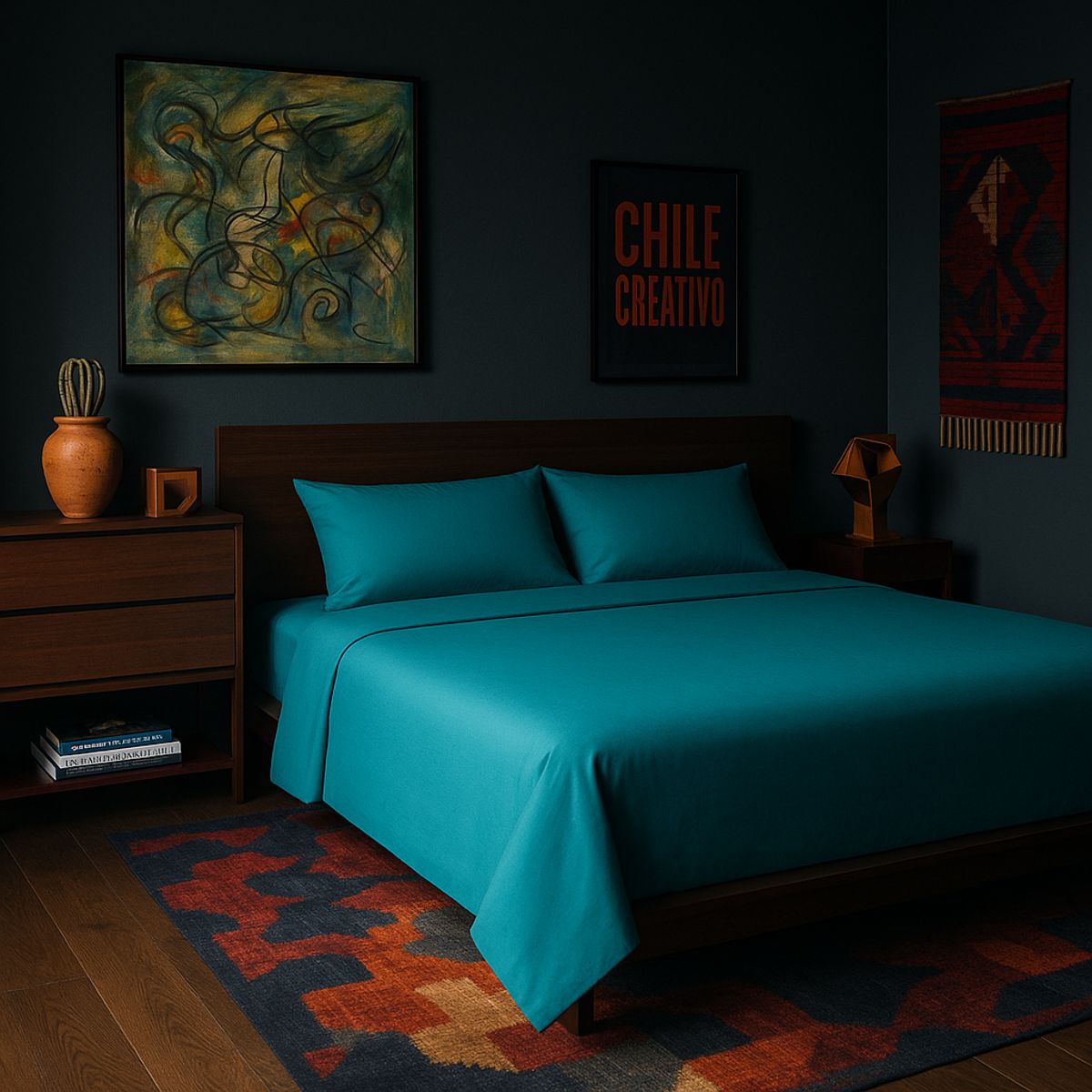 ARMONIA - Juego para cama Celeste Súper King 144 hilos Unicolor