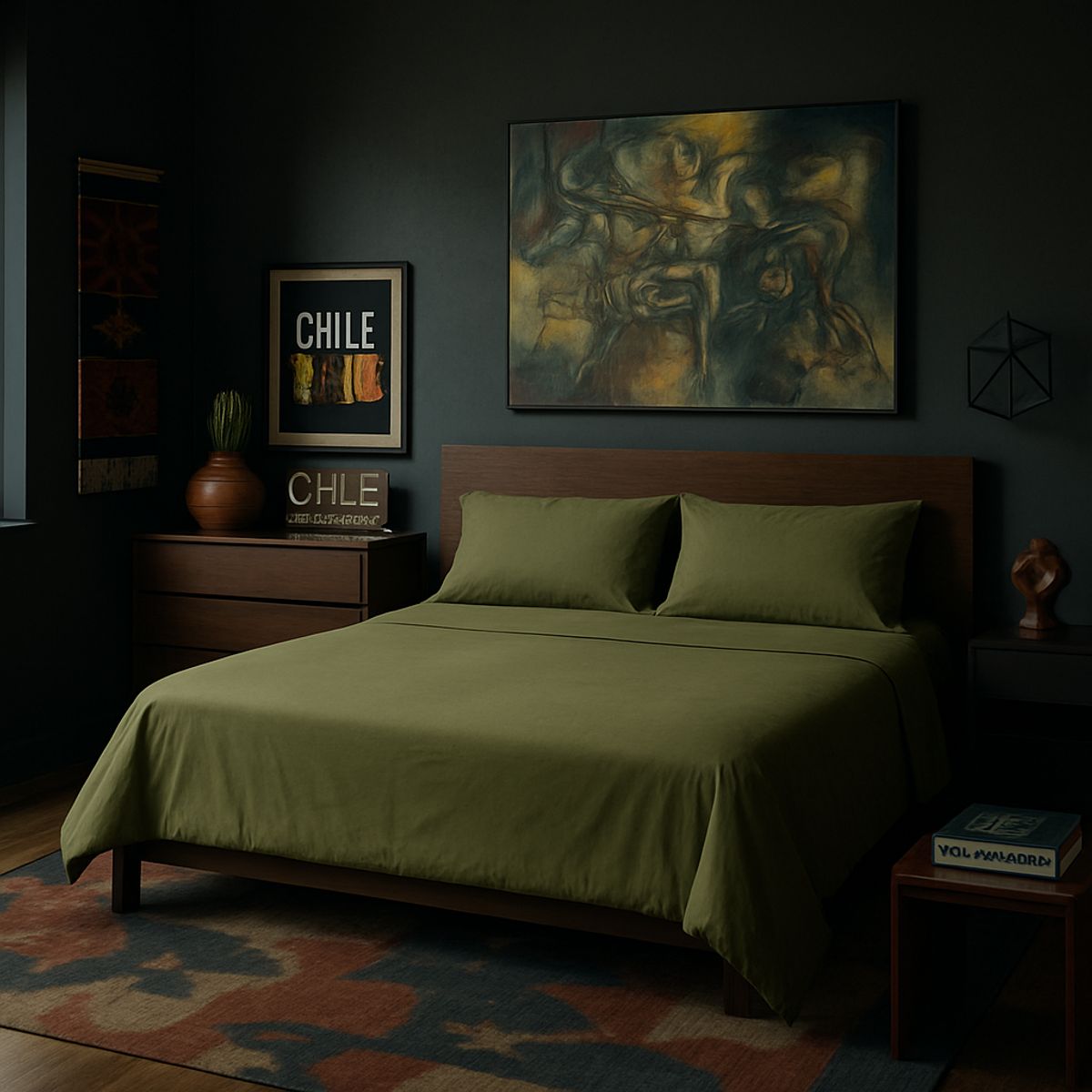 ARMONIA - Juego de sábanas Verde Super king 144H Liso