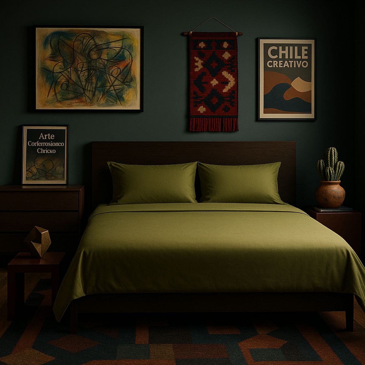 ARMONIA - Sábanas de cama Oliva Super King size 144H Sin estampado