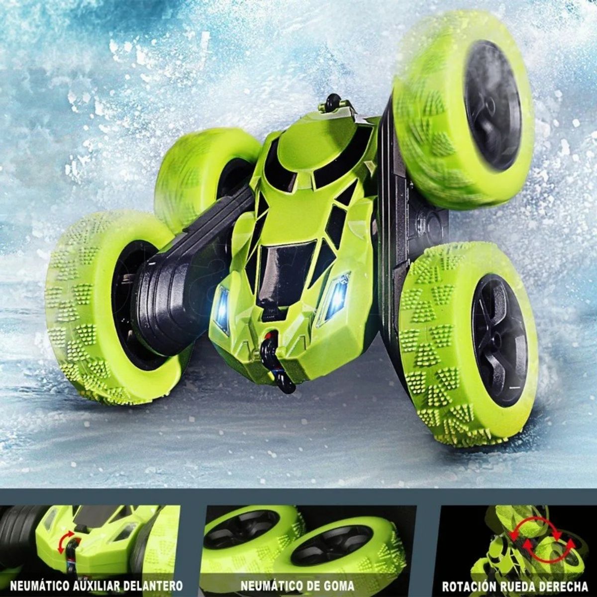 GIOIO - Juguete Coche De Acrobacias 360° Doble Lado Control Remoto Color Verde