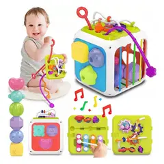 GIOIO - Banna Juego De Enseñanza Para Bebés Con Cubo De Actividades 7 En 1 Juguete Para Bebé Cubo De Actividades Niños Pequeños Montessori Juguetes Educativos