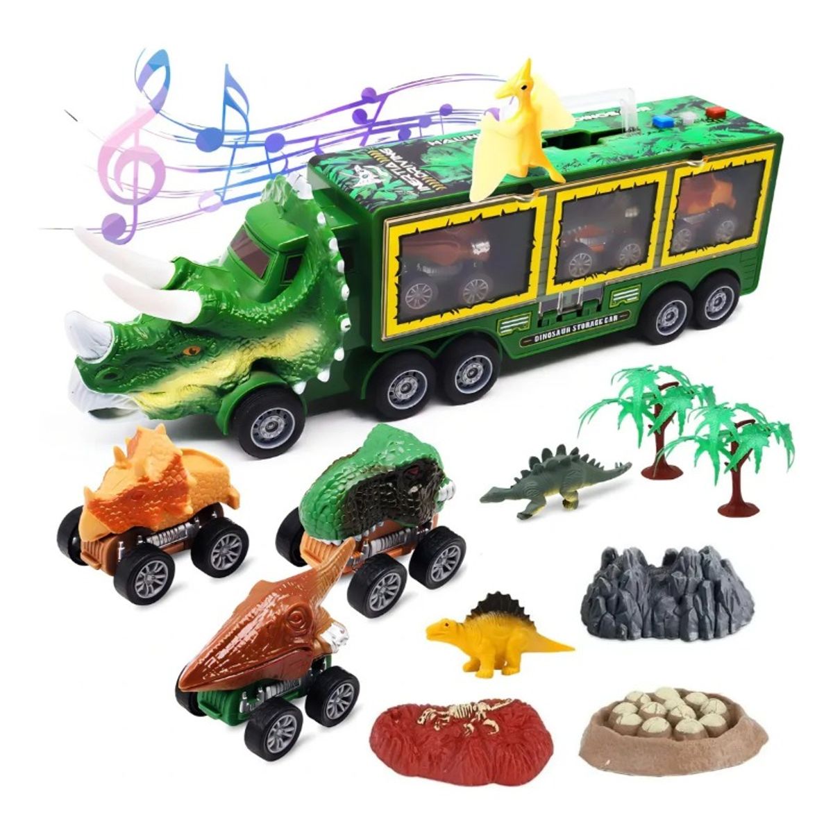 GIOIO - Camión De Juguete De Dinosaurio Con Luces Y Sonar Para NiñosVerde