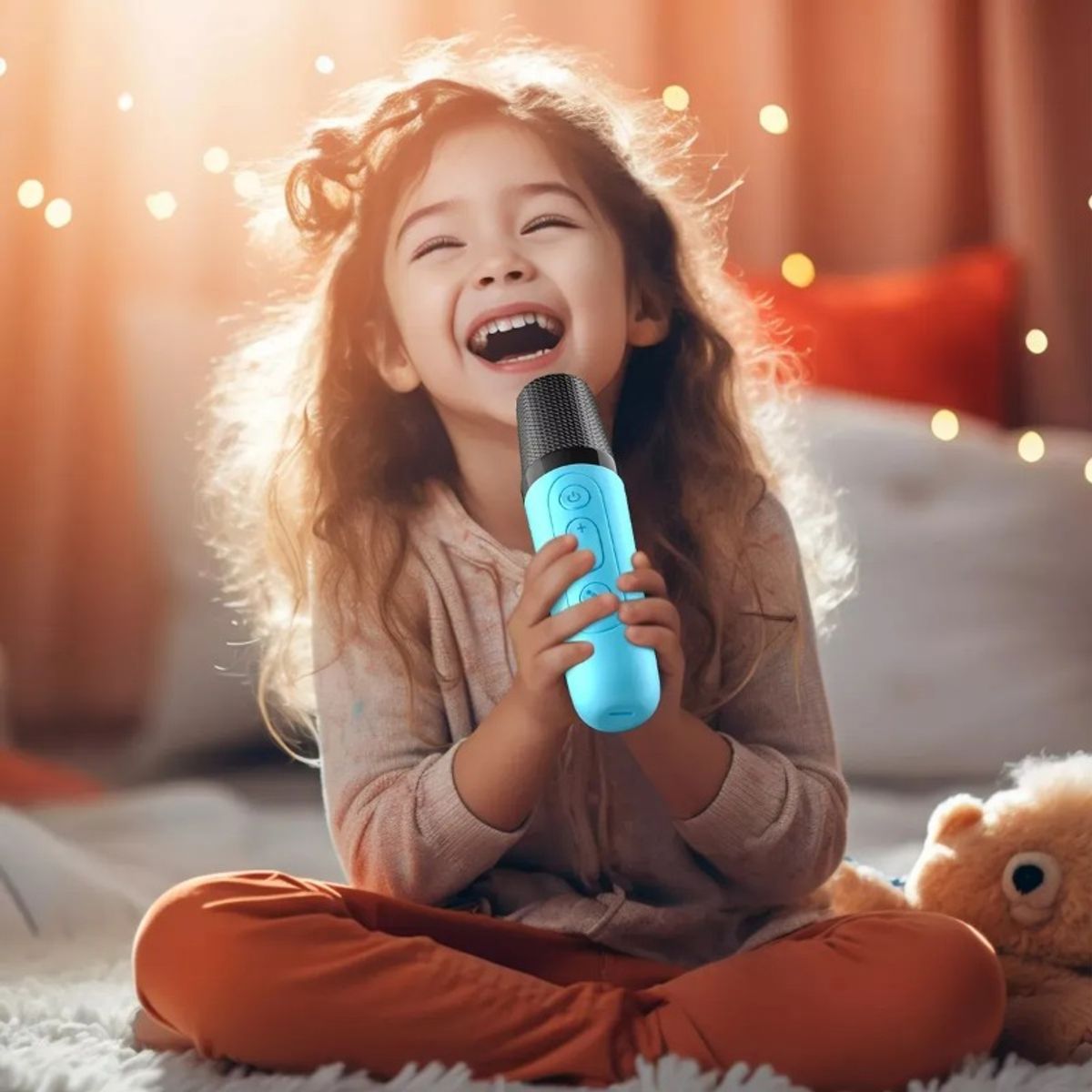GIOIO - Máquina De Karaoke Mertto Altavoz Bluetooth Para Niños 2 Micrófonos Color Azul
