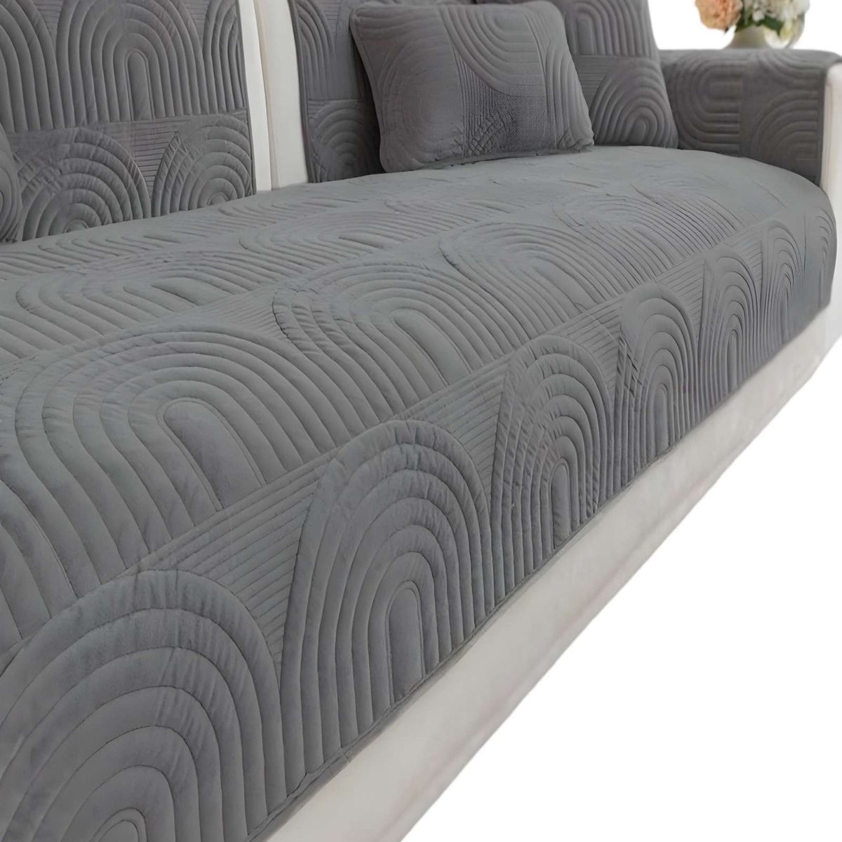 GENERICO - FUNDAS MAT PARA SOFA CON DISEÑO SIN COJINES GRIS