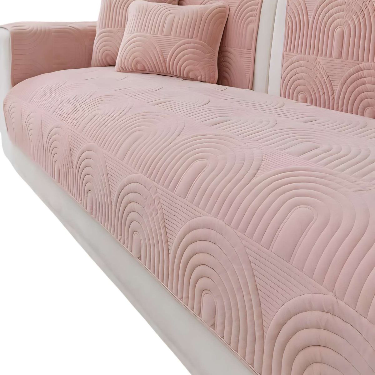 GENERICO - FUNDAS MAT PARA SOFA CON DISEÑO SIN COJINES ROSA