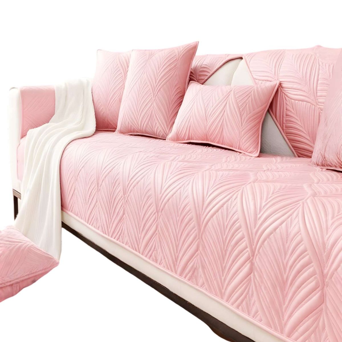 GENERICO - FUNDAS MAT PARA SOFA CON DISEÑO SIN COJINES ROSA