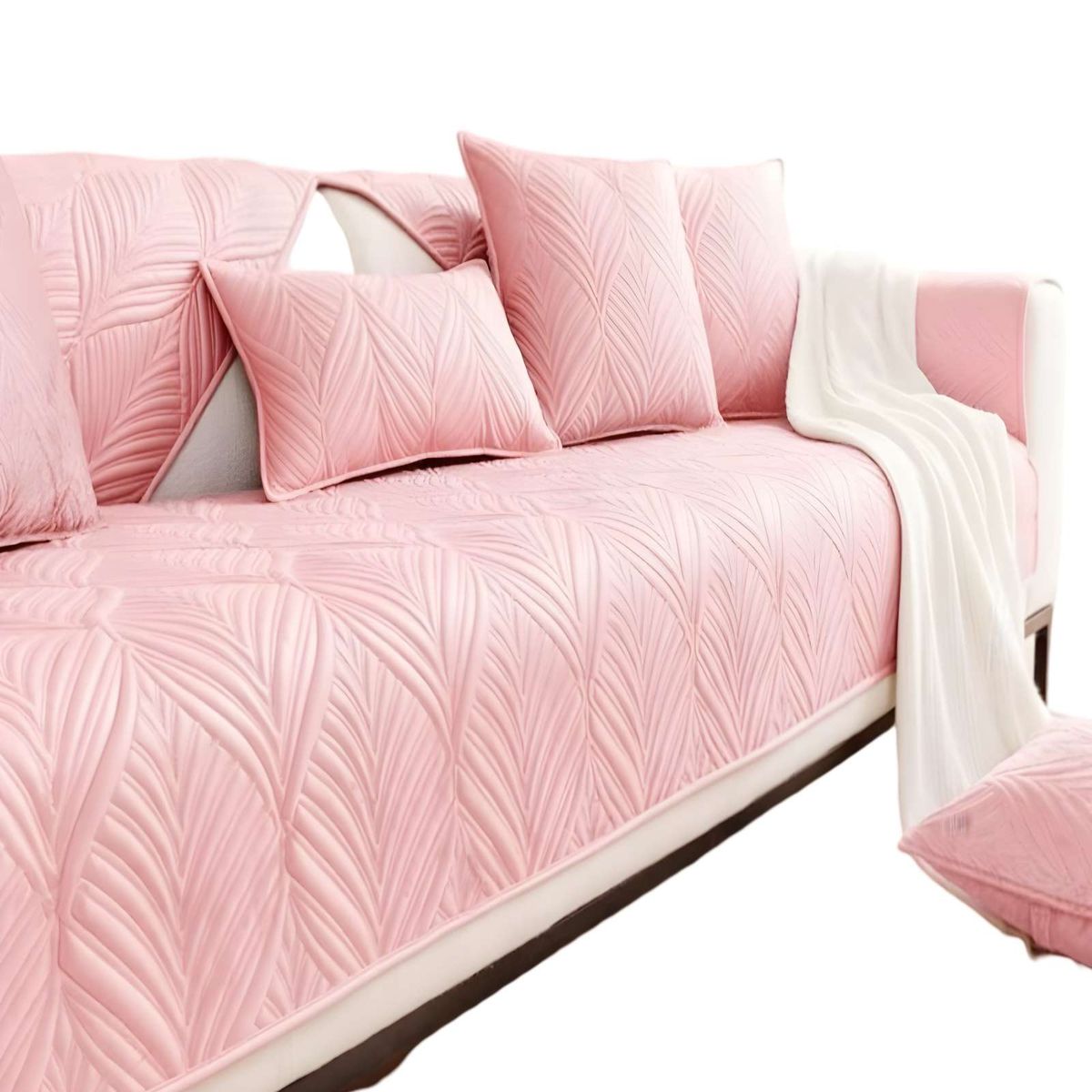 GENERICO - FUNDAS MAT PARA SOFA CON DISEÑO SIN COJINES ROSA