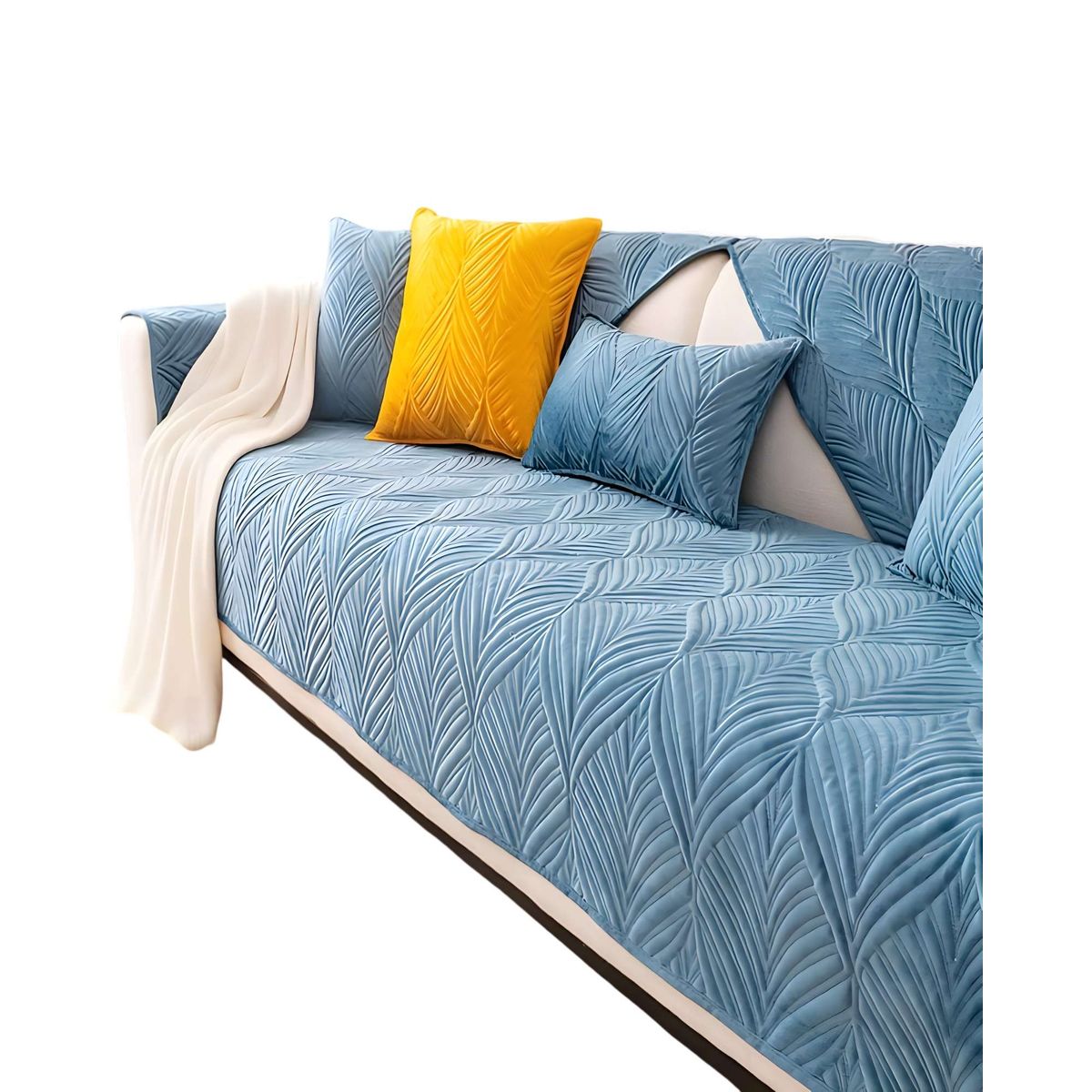 GENERICO - FUNDAS MAT PARA SOFA CON DISEÑO SIN COJINES CELESTE