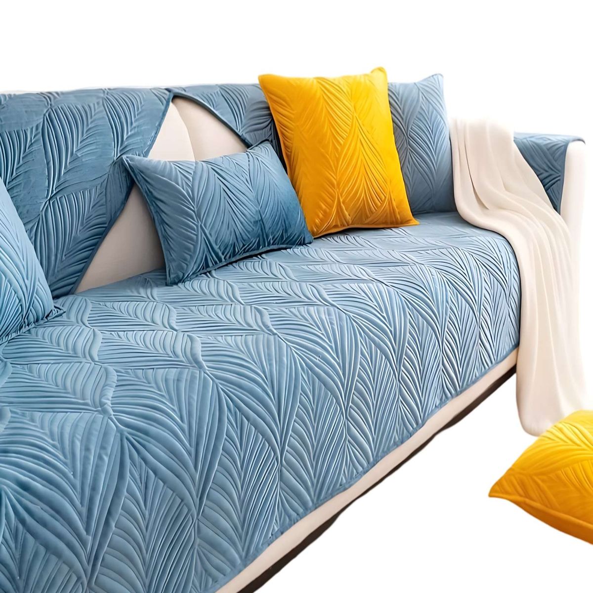 GENERICO - FUNDAS MAT PARA SOFA CON DISEÑO SIN COJINES CELESTE