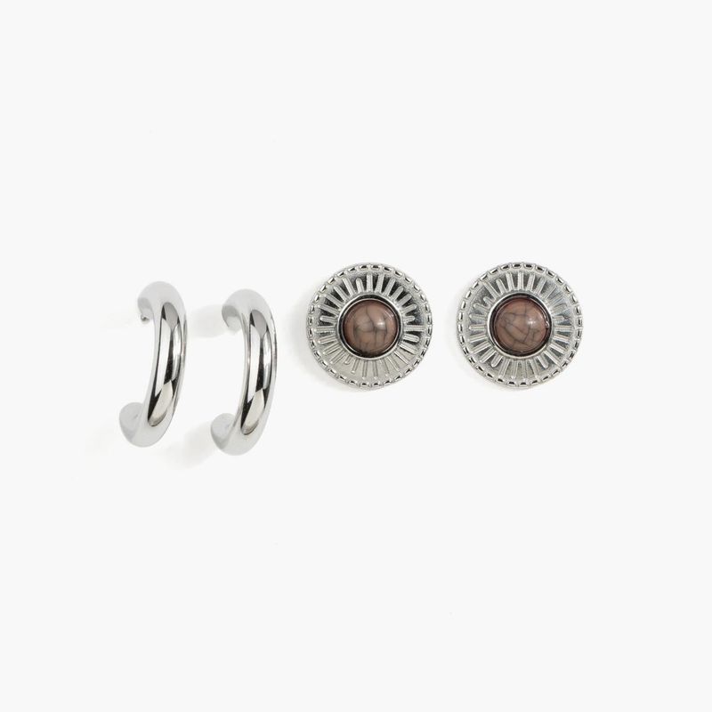 LOUNGE - Set Aros Mujer Acero Inoxidable Textura
