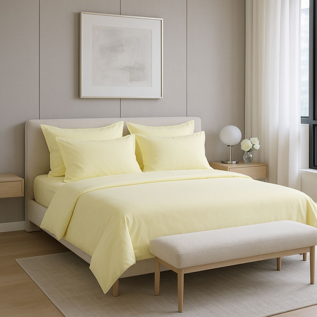 ARMONIA - Juego de Sábanas Signature 800 Hilos Amarillo Pastel 25 Plazas