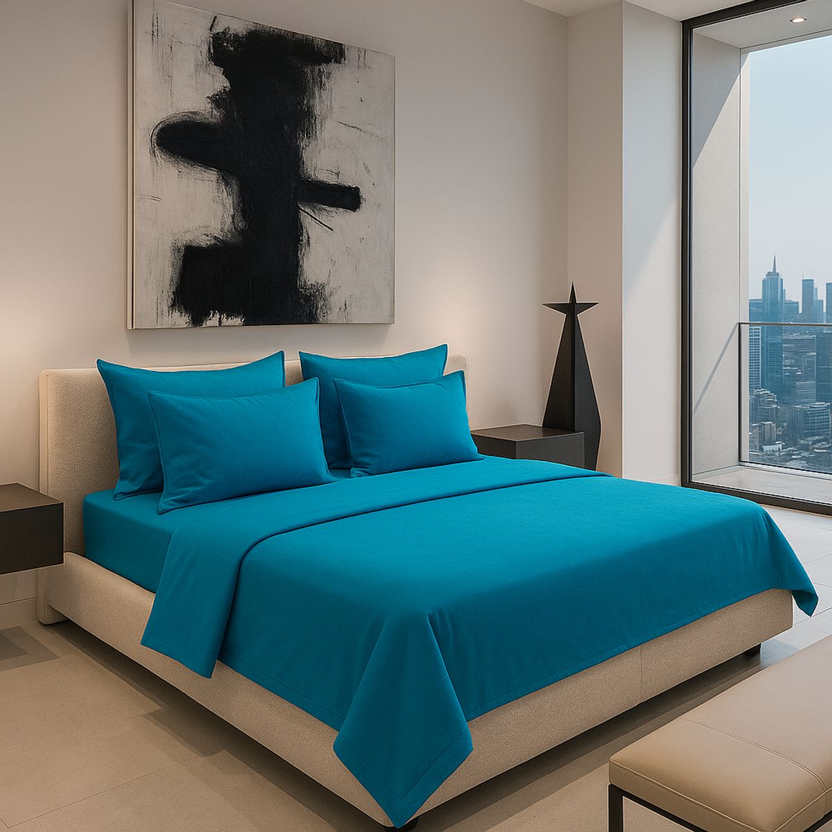 ARMONIA - Set de Sábanas Signature 800 Hilos Verde Esmeralda 25 Plazas