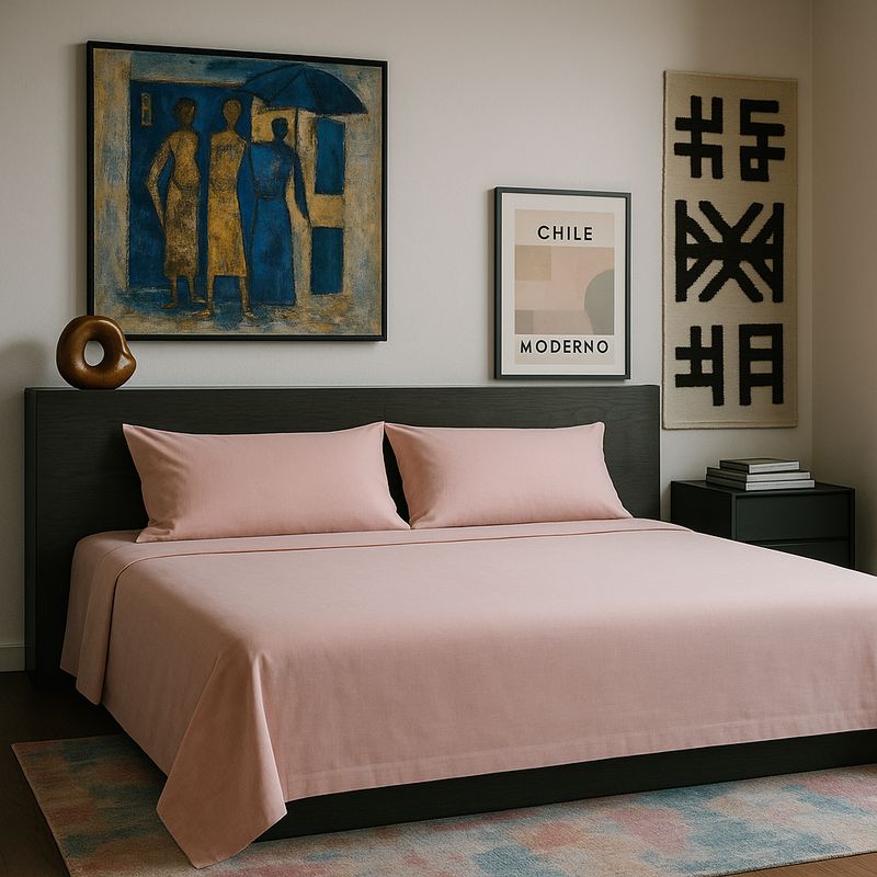 ARMONIA - Kit de sábanas Fucsia Super King 144 hilos Sin estampado