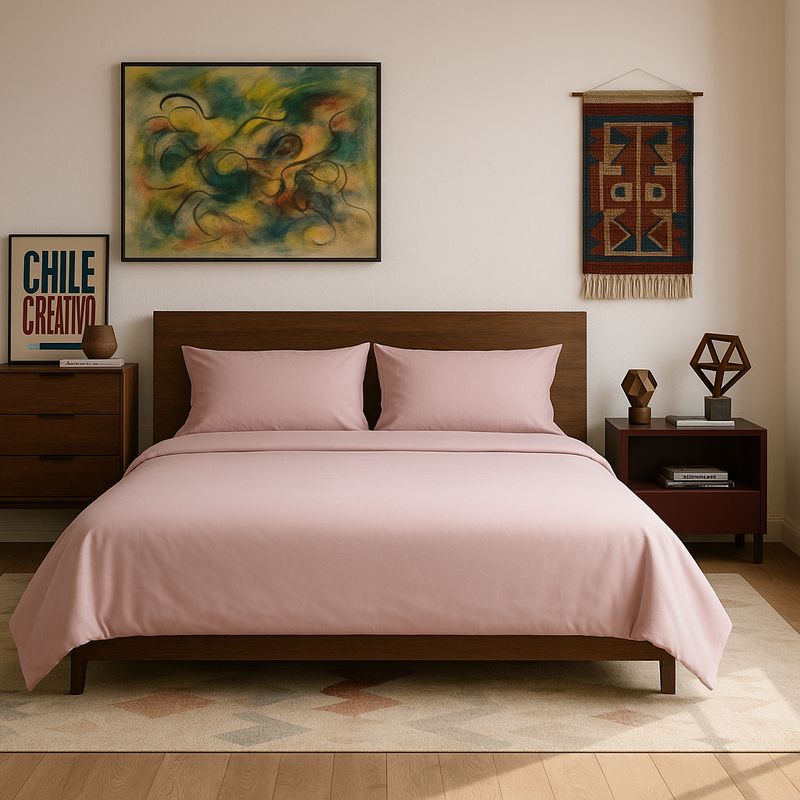 ARMONIA - Set de sábanas Rosa SuperKing 144 hilos Unicolor
