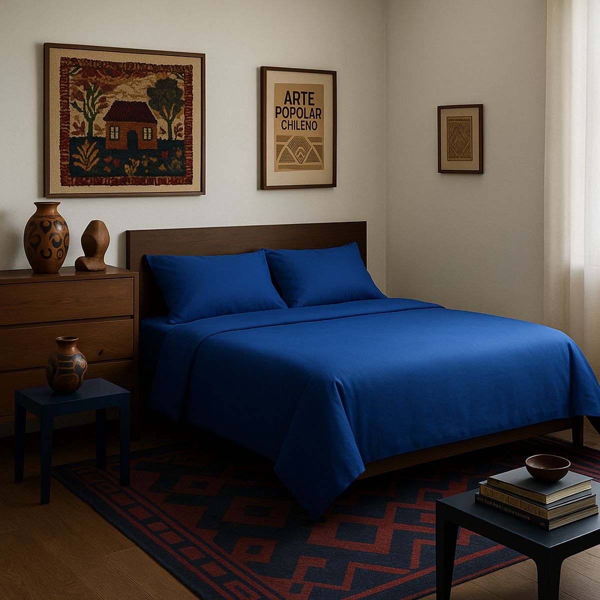 ARMONIA - Juego de sábanas Azul SuperKing 144H Liso