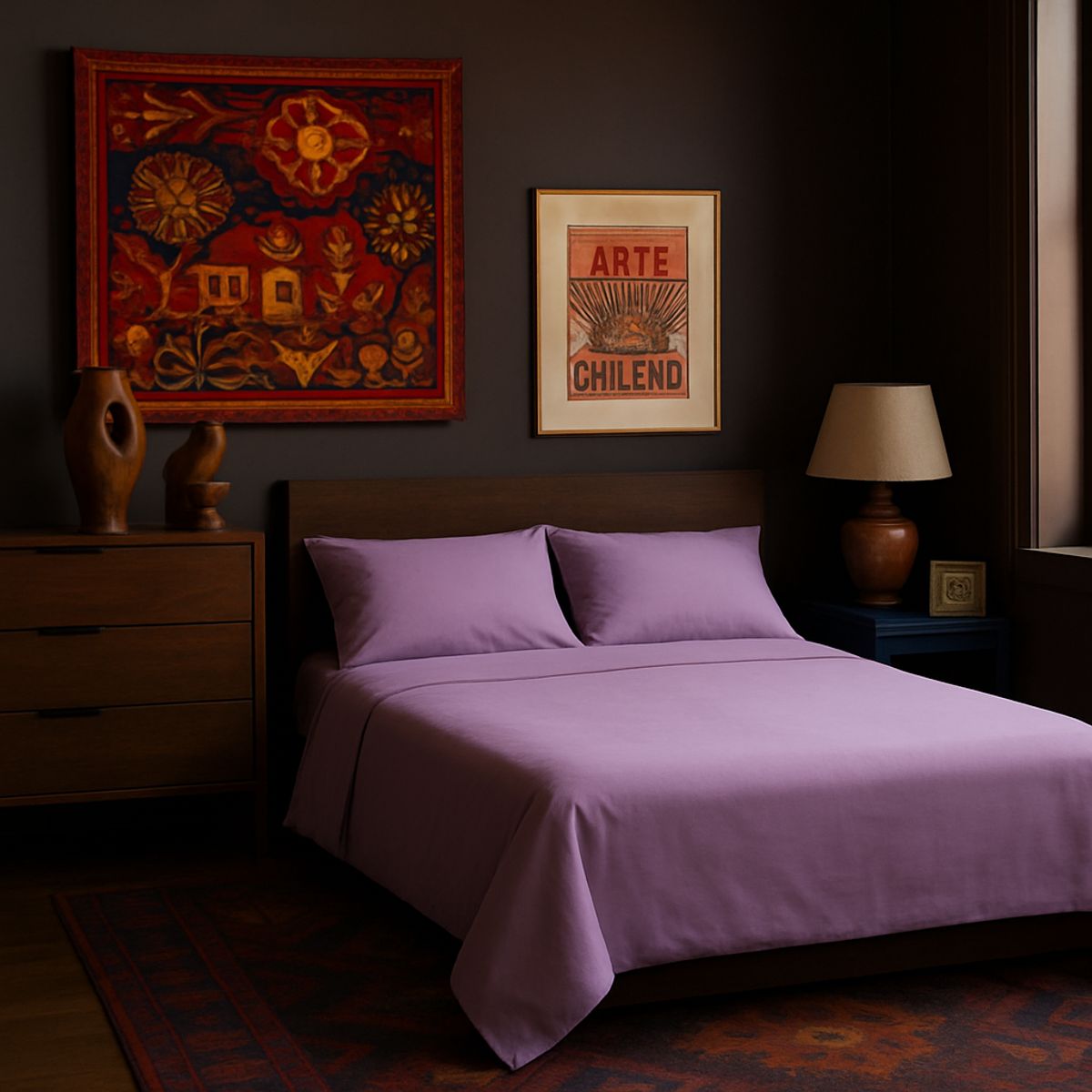 ARMONIA - Juego de cama Púrpura SuperKing 144 hilos Unicolor