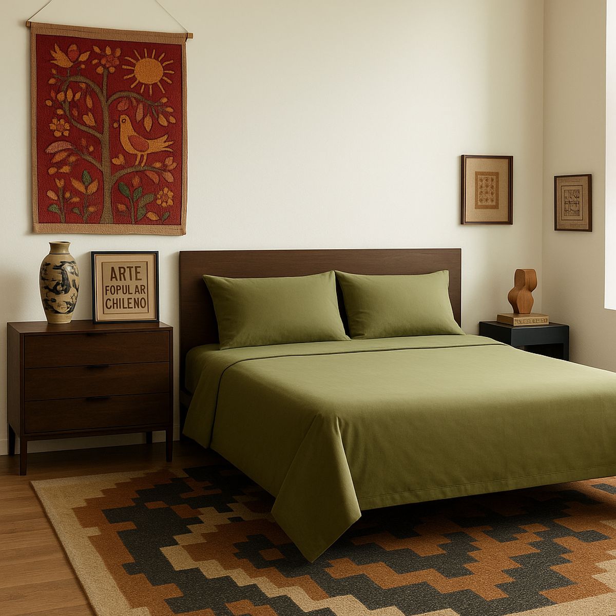 ARMONIA - Conjunto de sábanas Verde Súper King 144H Liso