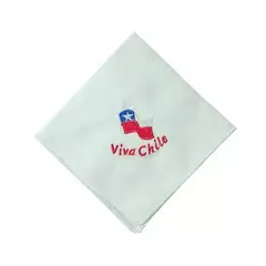 GENERICO - Pañuelo Blanco Algodon Bordado Fiestas Patrias Cueca Chile