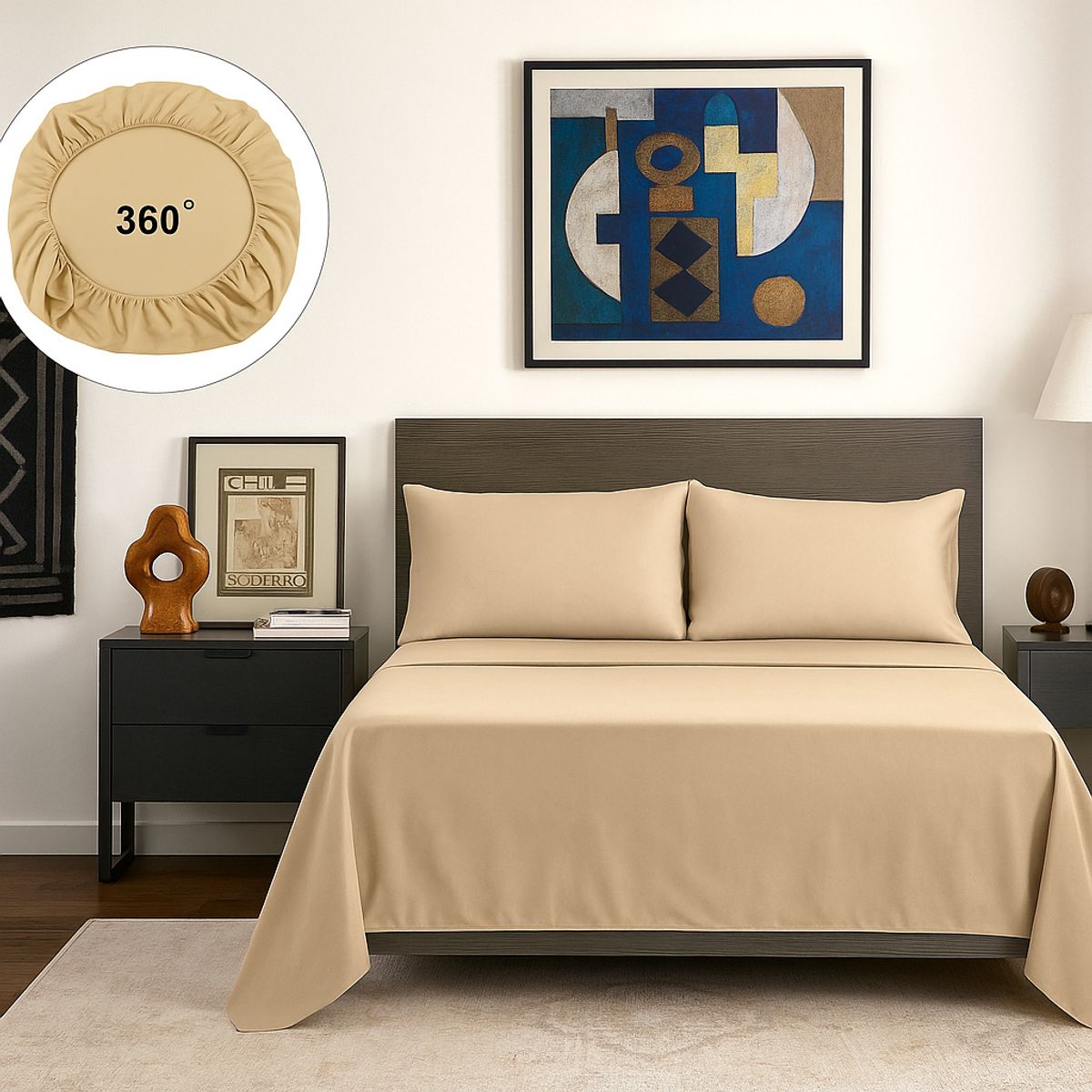 ARMONIA - Sábanas de cama Arena Super king 144 hebras Sin estampado