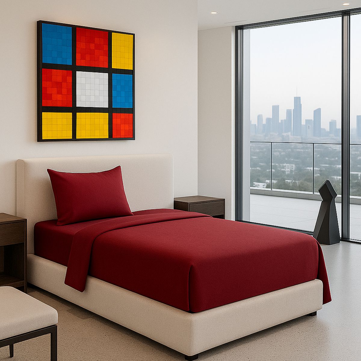 ARMONIA - Juego de Sábanas Signature 800 Hilos Burdeo 1½ Plazas Algodón