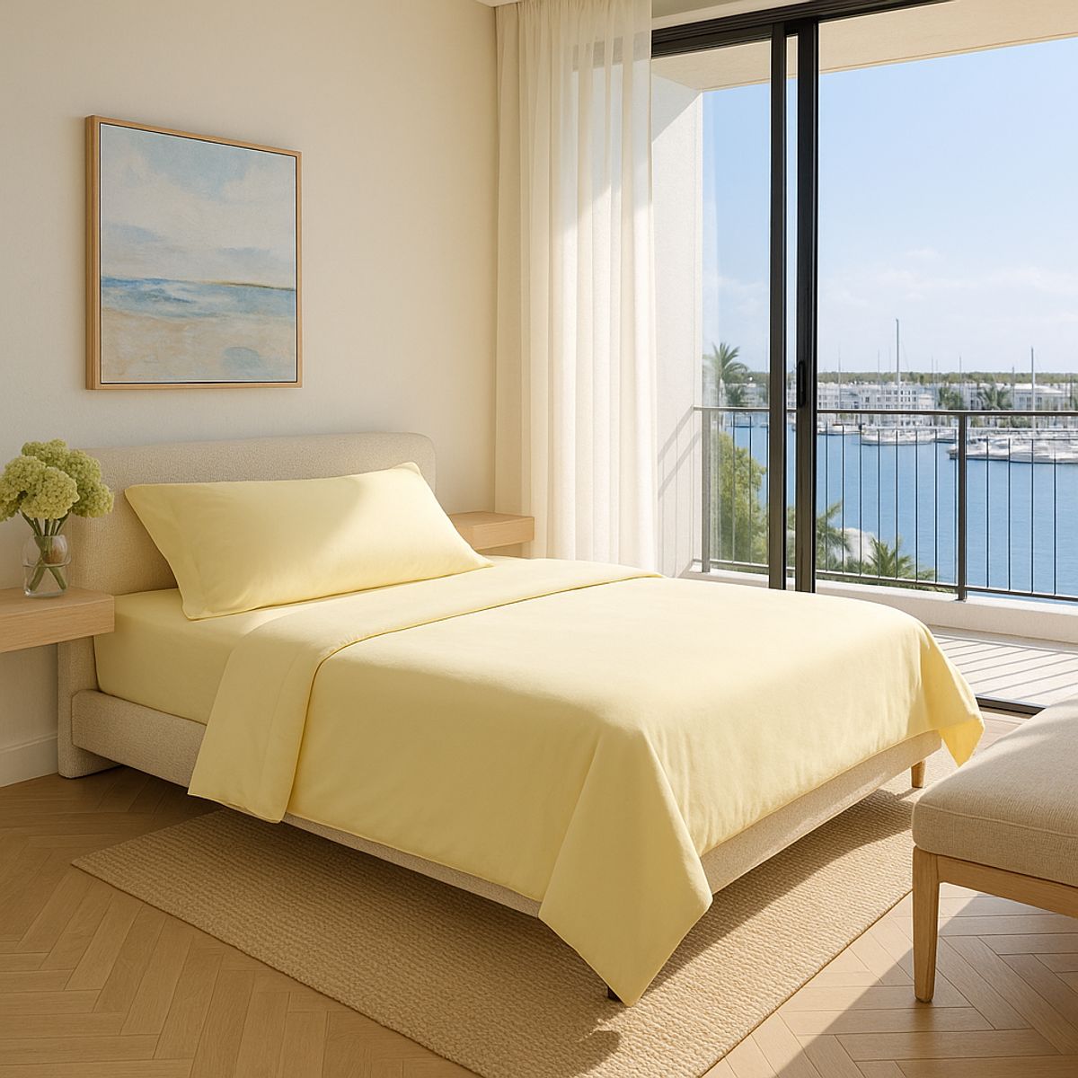 ARMONIA - Set de Sábanas Signature 800 Hilos Amarillo 1½ Plazas Premium