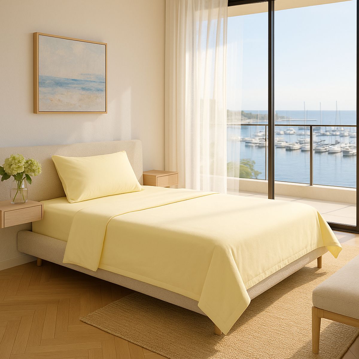 ARMONIA - Set de Sábanas Signature 800 Hilos Amarillo 1½ Plazas Premium