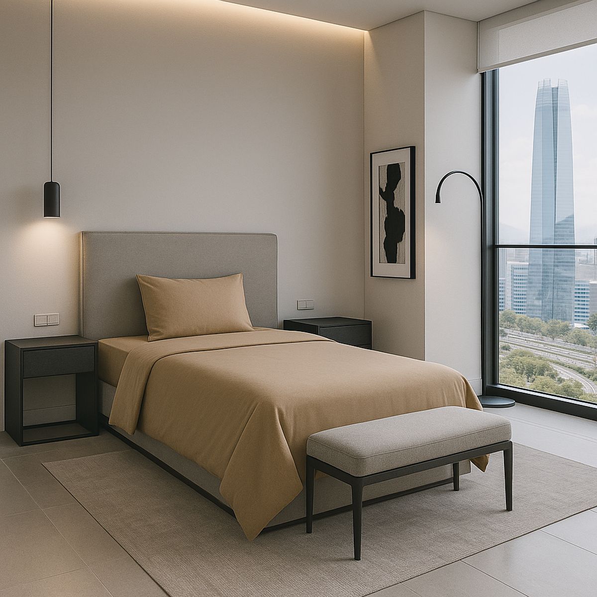 ARMONIA - Juego de Cama Signature 800 Hilos Beige Plaza y Media Premium