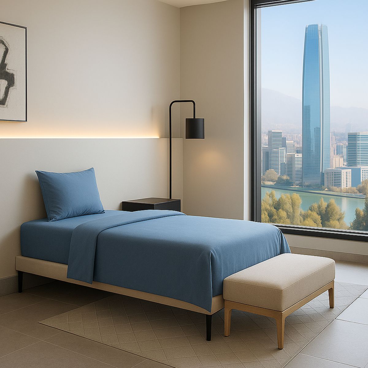 ARMONIA - Juego de Sábanas Signature 800 Hilos Azul Plaza y Media Ropa de Cama