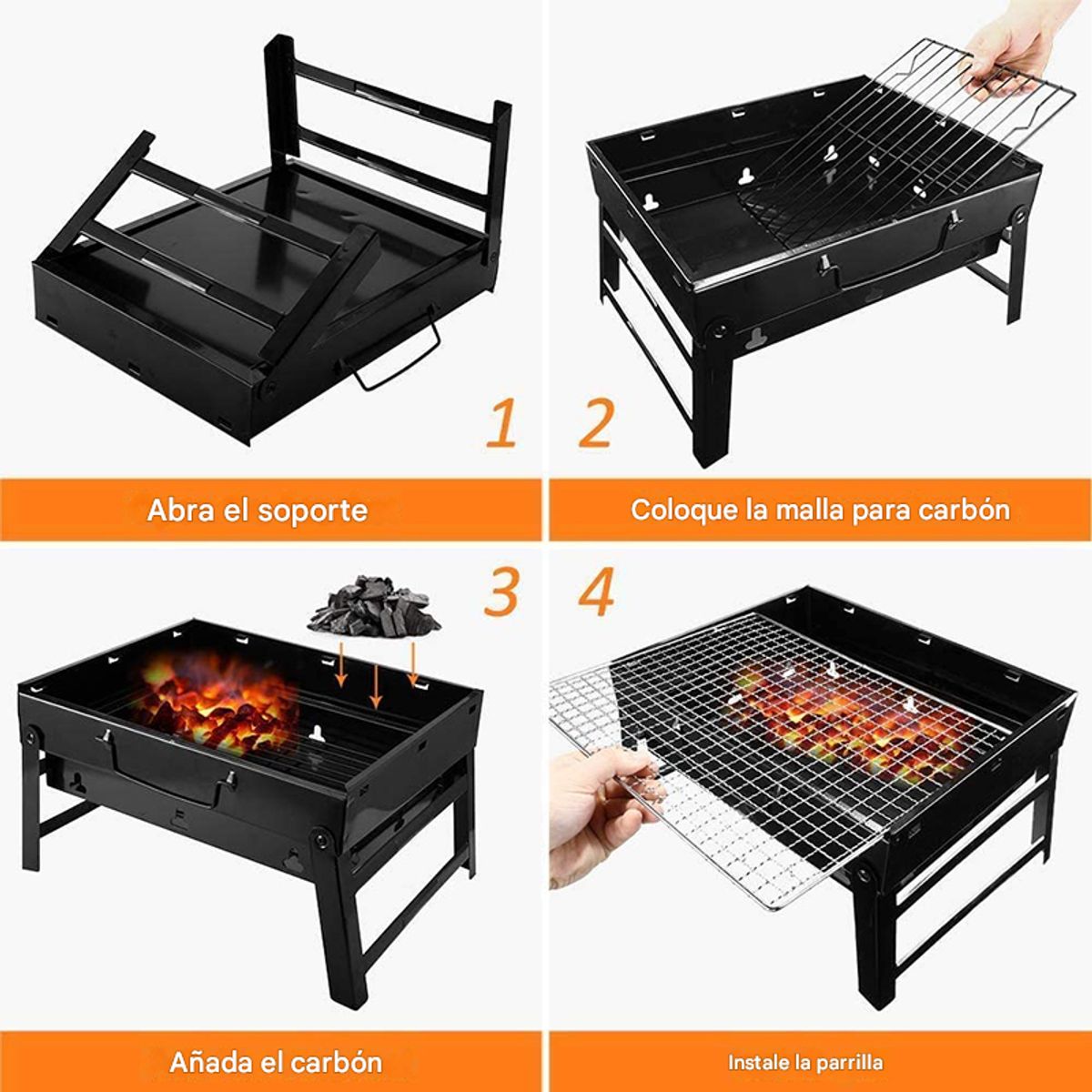 IRM - Parrilla A Carbón Bbq Portátil Parrillera Asador 36cm Plegable
